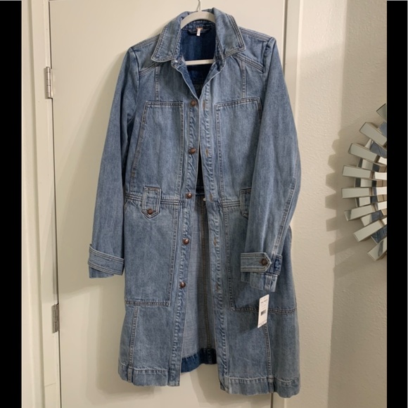 Free People new Authentic long denim jacket.